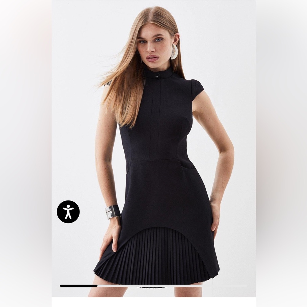 Karen Millen Black Military Tailored Mini Dress - Picture 3 of 6